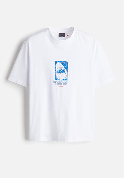 H&M - Loose fit t-shirt - white jaws