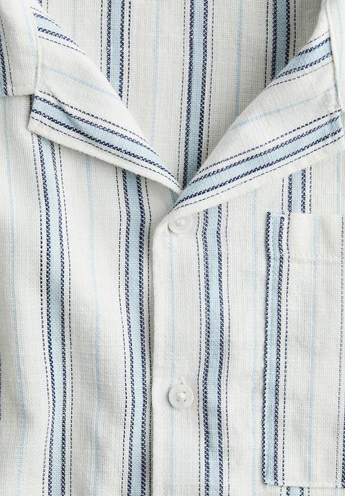 H&M - Cotton resort shirt - light blue & white striped