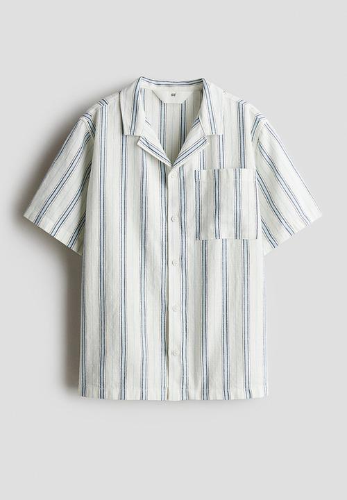 H&M - Cotton resort shirt - light blue & white striped