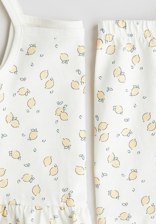 H&M - Printed cotton pyjamas - white/lemons