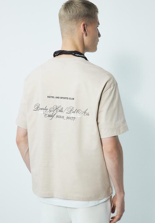 H&M - Loose fit printed t-shirt - beige/beverly hills 