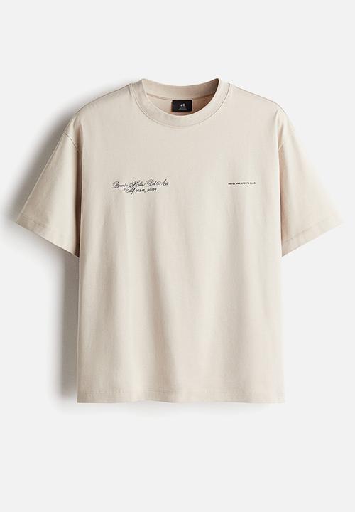 H&M - Loose fit printed t-shirt - beige/beverly hills 