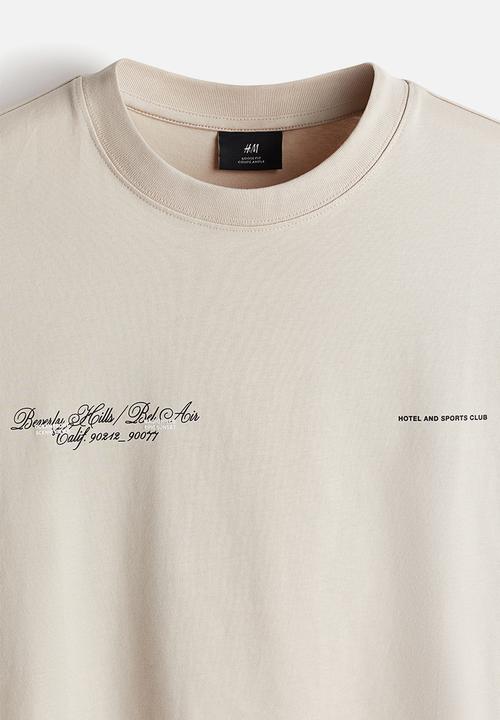 H&M - Loose fit printed t-shirt - beige/beverly hills 