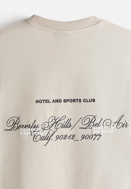 H&M - Loose fit printed t-shirt - beige/beverly hills 