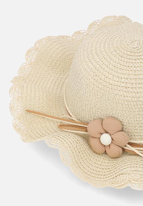 Pop Candy - Floral décor Straw hat- brown