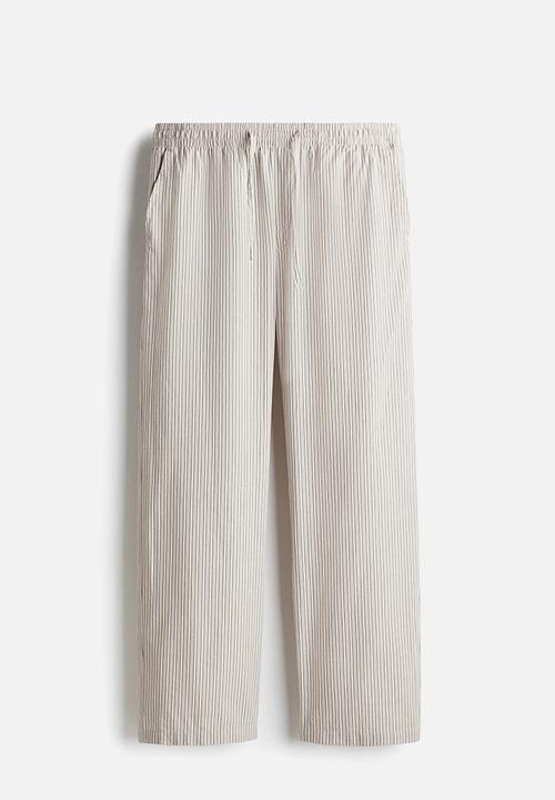 H&M - Relaxed fit poplin trousers - beige striped
