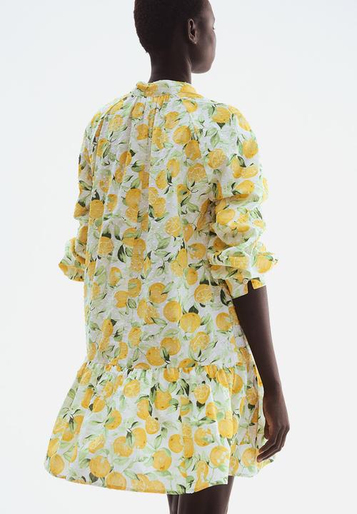 H&M - Plumeti dress - white oranges