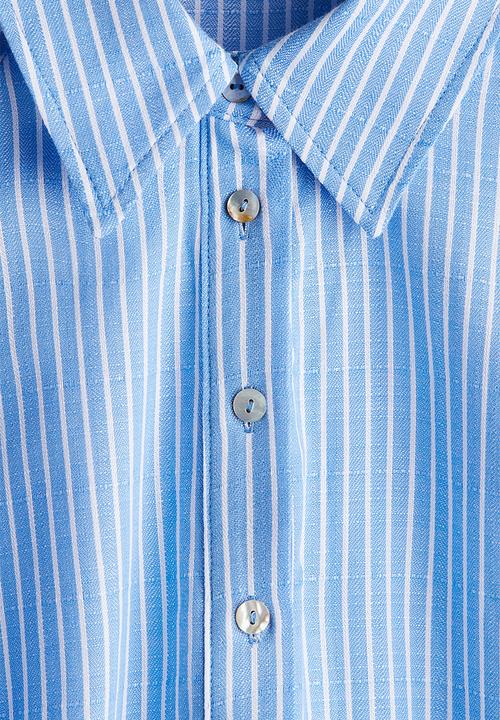 H&M - Tie-belt shirt dress - light blue/striped