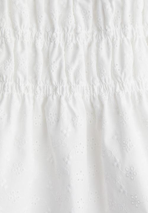 H&M - Smocked broderie anglaise dress - white