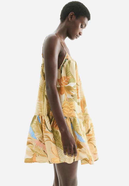 H&M - A-line strappy dress - beige floral 