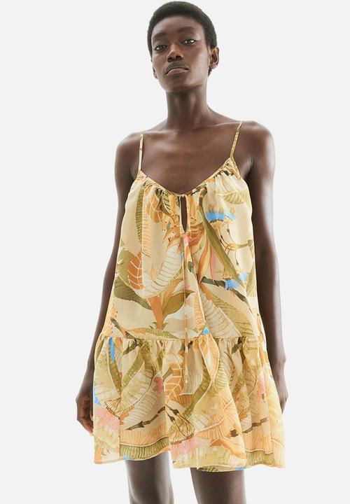 H&M - A-line strappy dress - beige floral 