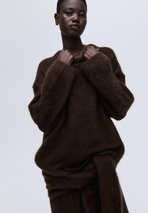 H&M - Oversized mohair-blend jumper - dark brown 