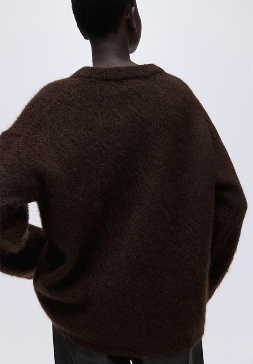H&M - Oversized mohair-blend jumper - dark brown 