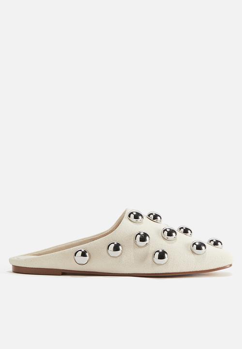H&M - Embellished mules - cream/silver-coloured 