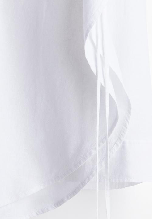 H&M - Tie-detail linen-blend shirt - white