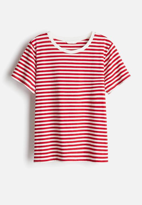 H&M - Cotton T-shirt - red/striped 