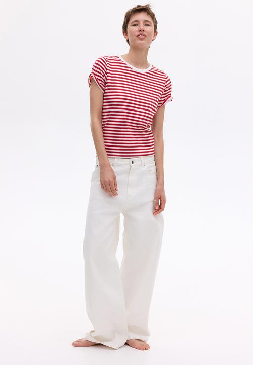 H&M - Cotton T-shirt - red/striped 