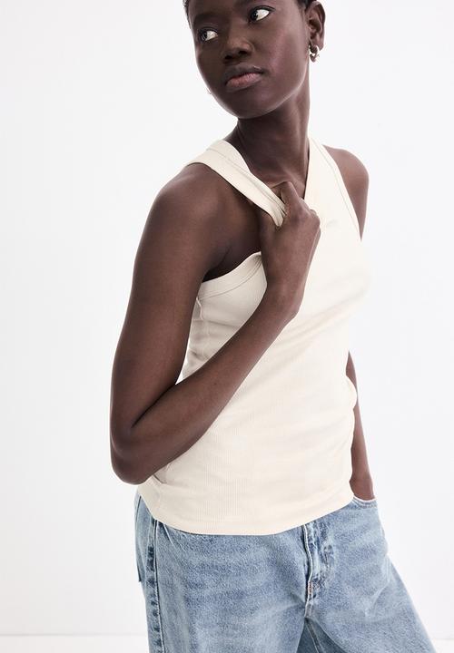 H&M - Ribbed vest top - cream 