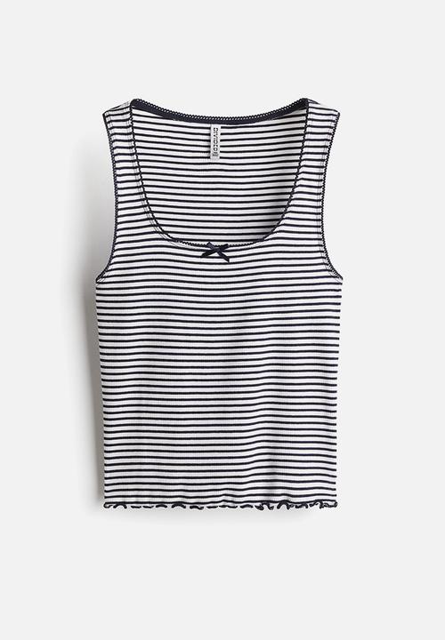 H&M - Pointelle jersey vest top - white/striped