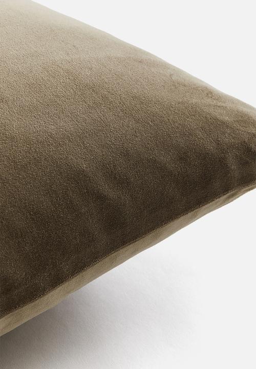 H&M - Cotton velvet cushion cover - khaki green