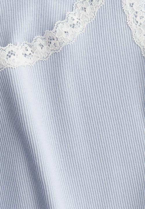 H&M - Lace-trimmed vest top - light blue
