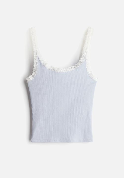 H&M - Lace-trimmed vest top - light blue