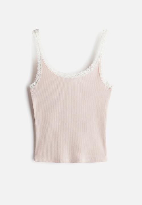 H&M - Lace-trimmed vest top - light pink