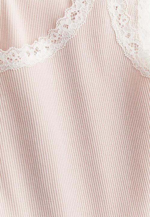H&M - Lace-trimmed vest top - light pink