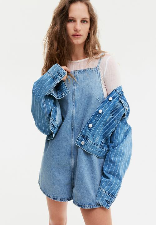 H&M - Square-neck playsuit - denim blue