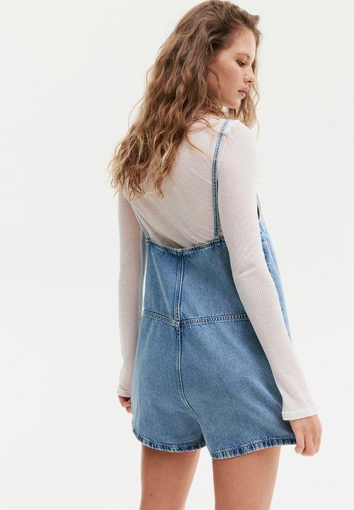 H&M - Square-neck playsuit - denim blue