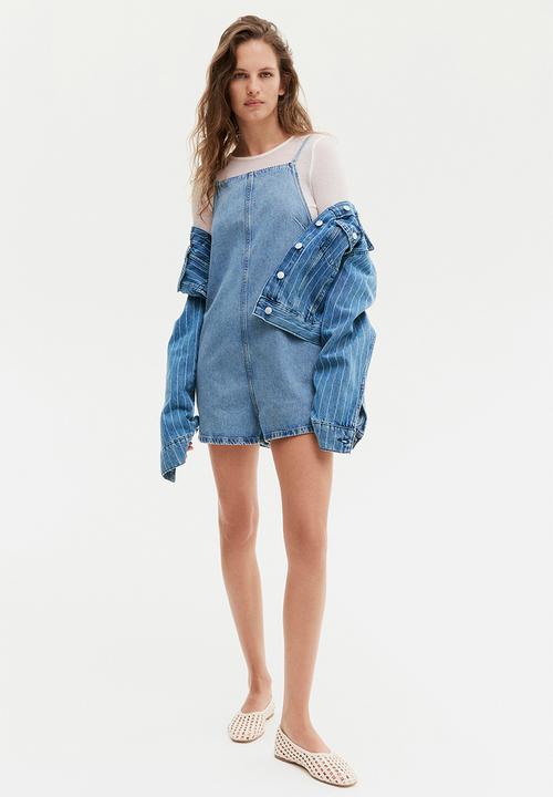 H&M - Square-neck playsuit - denim blue