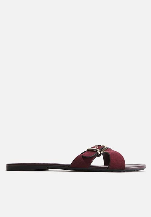 H&M - Crossover-strap sandals - burgundy