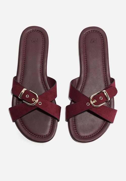 H&M - Crossover-strap sandals - burgundy