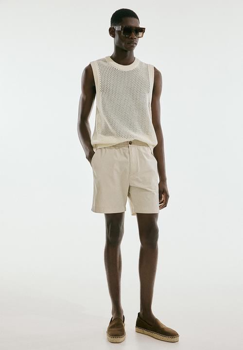 H&M - Relaxed fit poplin shorts - light beige