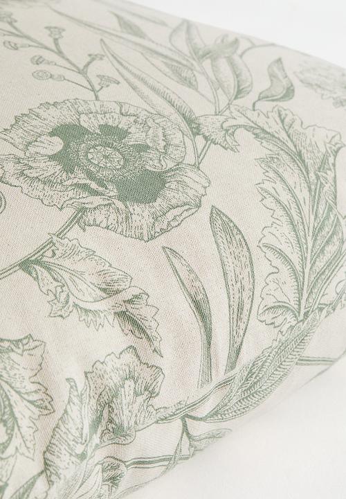 H&M - Patterned cushion cover - dusty green/floral