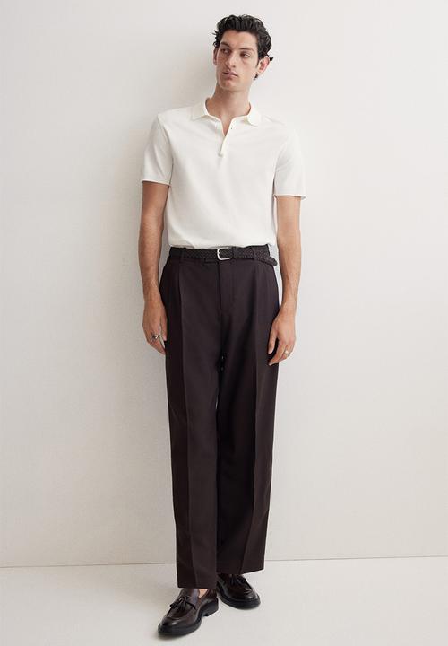 H&M - Regular fit fine-knit polo shirt - white