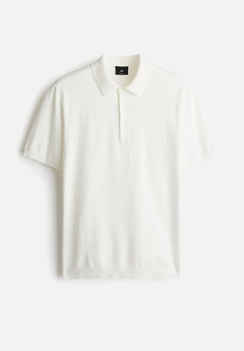 H&M - Regular fit fine-knit polo shirt - white