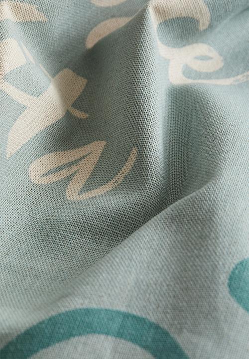 H&M - Printed cotton cushion cover - light turquoise/la dolce vita