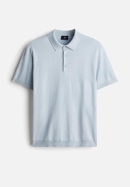 H&M - Regular fit fine-knit polo shirt - light blue