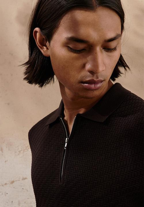 H&M - Slim fit polo shirt - dark brown