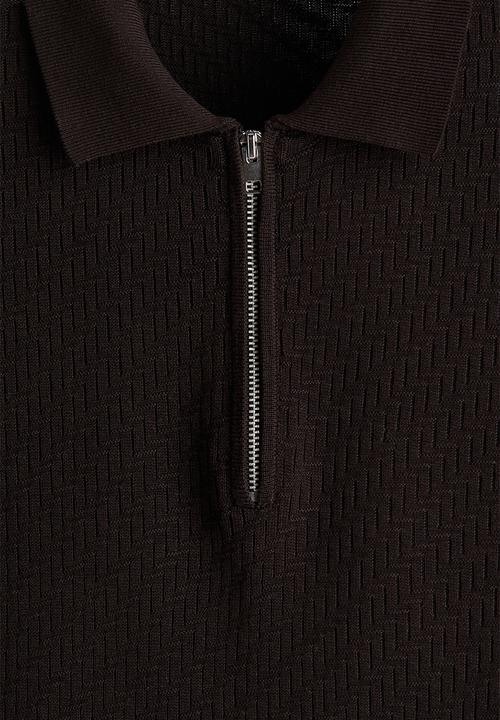 H&M - Slim fit polo shirt - dark brown