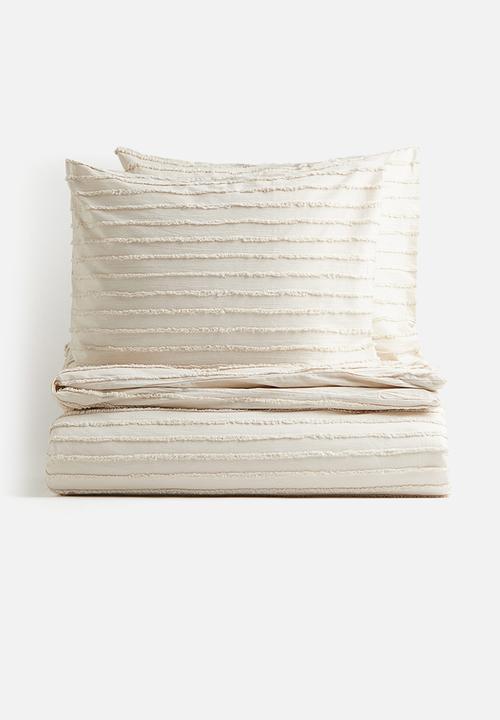H&M - Tufted double/king duvet cover set - light beige 