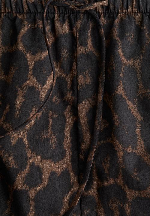 H&M - Cotton drawstring trousers - dark brown leopard print