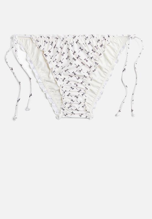 H&M - Tie tanga bikini bottoms - cream/palm trees