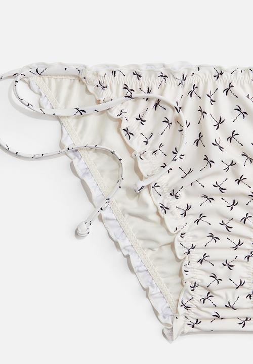 H&M - Tie tanga bikini bottoms - cream/palm trees