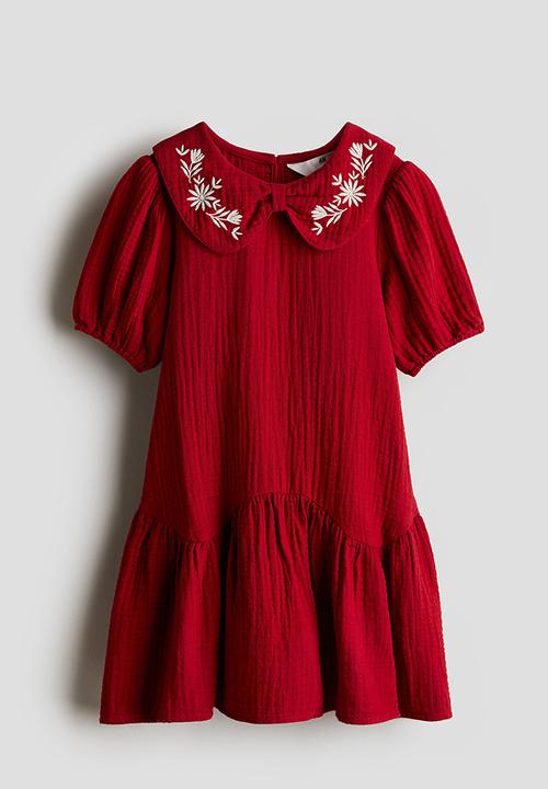 Cotton muslin dress - red - 1257950001
