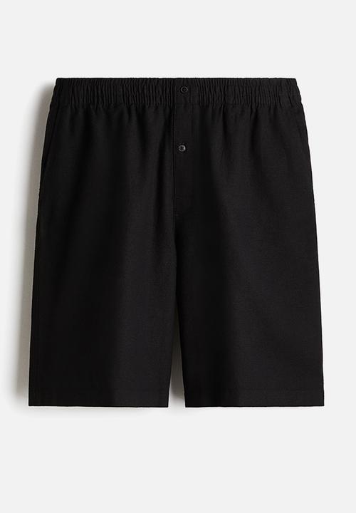 H&M - Linen-blend pyjama t-shirt and shorts - black