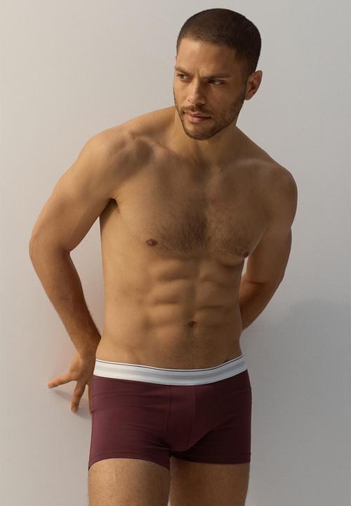 H&M - 3-Pack short trunks with lycra® - burgundy/white 