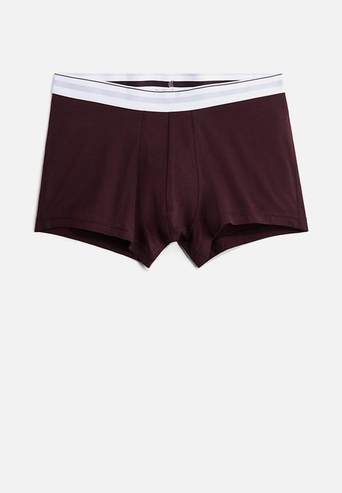 H&M - 3-Pack short trunks with lycra® - burgundy/white 