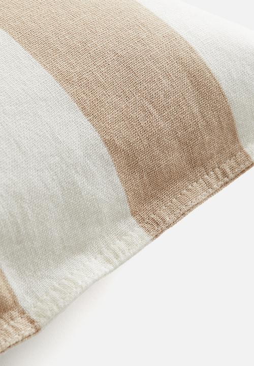 H&M - Linen-blend cushion cover - beige/striped